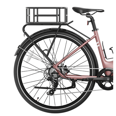 HEYBIKE EC1-ST step through style e-bike light pink with rack and basket