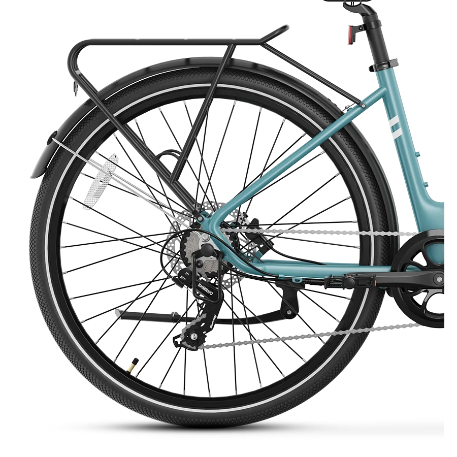 HEYBIKE EC1-ST step through style e-bike teal blue with rack