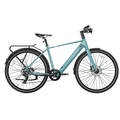 Heybike ec1 electric bike teal blue with pannier rack