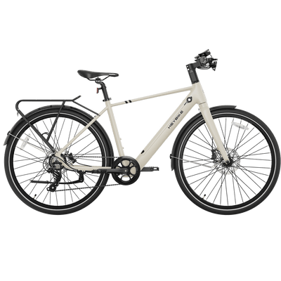 Heybike ec1 electric bike buttery white with pannier rack